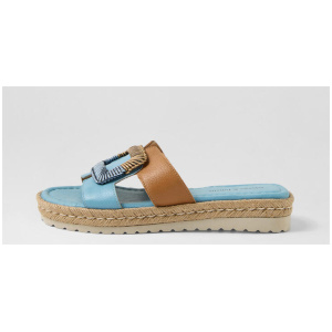 Shere New Blue Dark Tan Leather Sandals