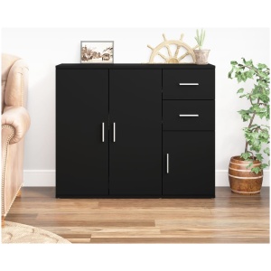 Sideboard Black 910 x 295 x 750 mm Engineered Wood