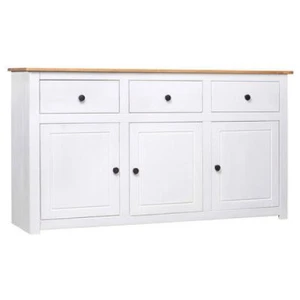 Sideboard White 135X40X80 Cm Solid Pinewood Panama Range