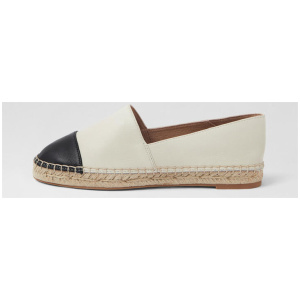 Simeon Black Cream Leather Flat Shoes
