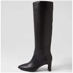 Sinna Black Leather Knee High Boots