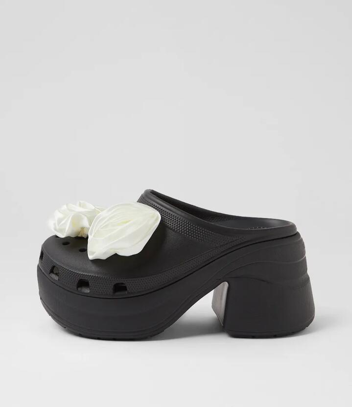 Siren Rosette Clog Black Croslite Mules
