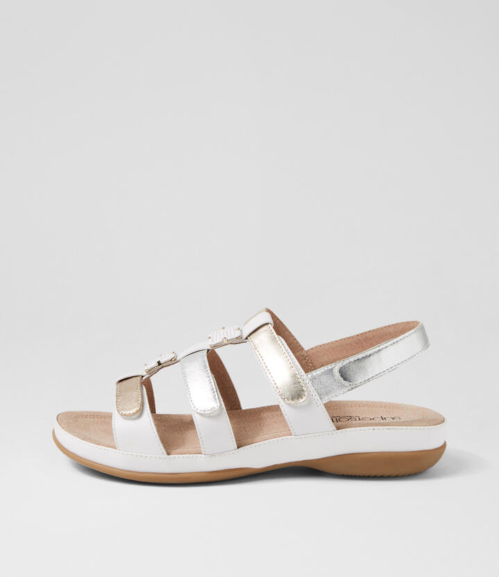 Sitara White Multi Leather Sandals