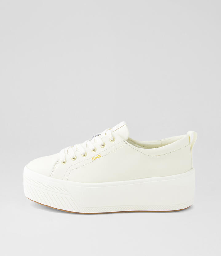 Skyler Champagne Egret Leather Sneakers