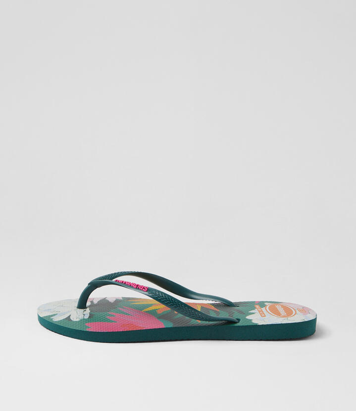 Slim Summer Bliss Pantanal Green Rubber Thongs