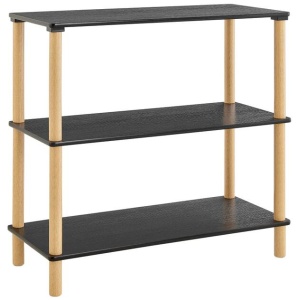 Sofie 3-Tier Bookcase Display Shelf Unit Storage Organizer - Black/Oak