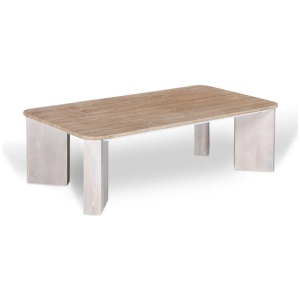Sorina 1.2m Travertine Top Coffee Table - White Base by Interior Secrets - AfterPay Available
