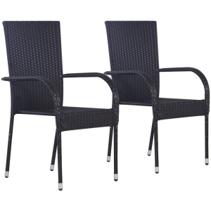 Stackable Outdoor Chairs 2 Pcs Poly Rattan