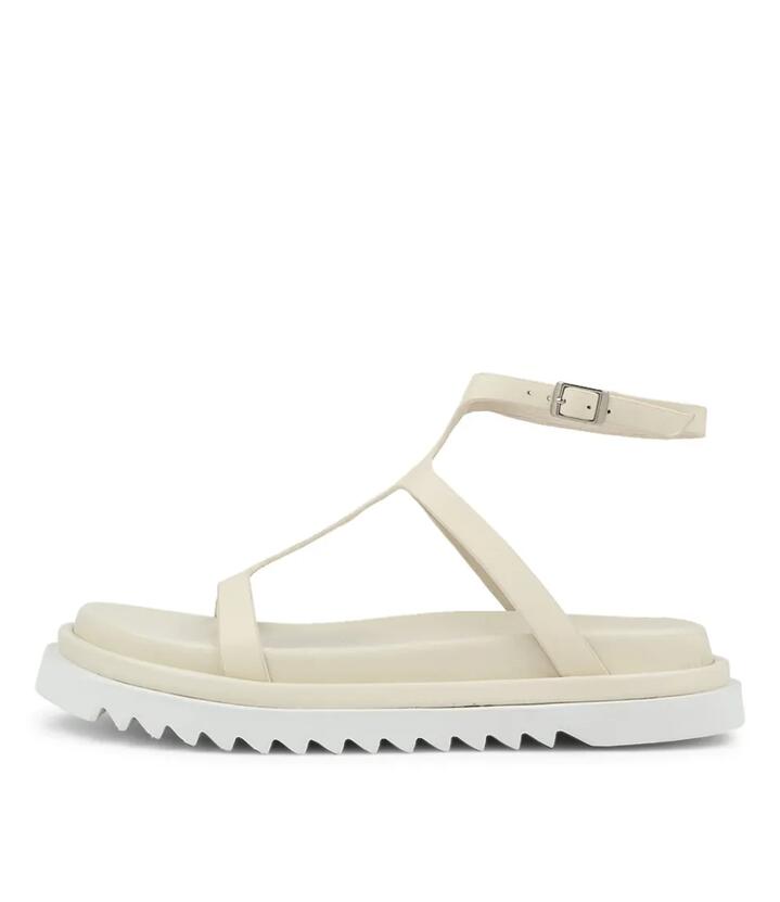 Stefani Footbed Off White Leather Sandals