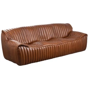 Stenson 3 Seater Leather Sofa, Havana Brown
