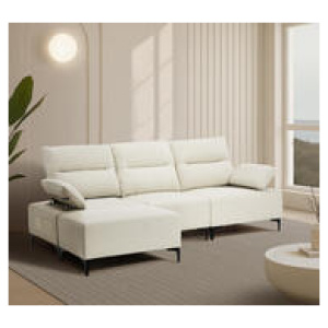 Suma 4 Seater Modular Sofa W/ Side Pocket And Ottoman Neutral
