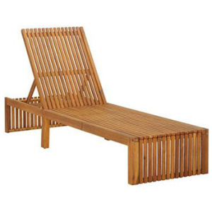 Sun Lounger Solid Acacia Wood Adjustable Backrest