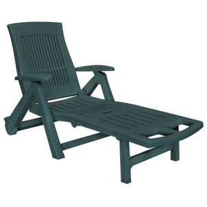 Sun Lounger With Footrest Plastic Green