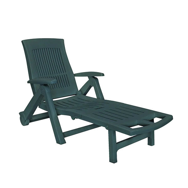 Sun Lounger With Footrest Plastic Green