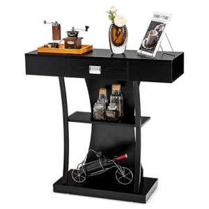 T Shaped Console Table With Drawer Shelves And Dual Anti Tipping Kits