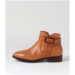 Talisa W Tan Leather Ankle Boots