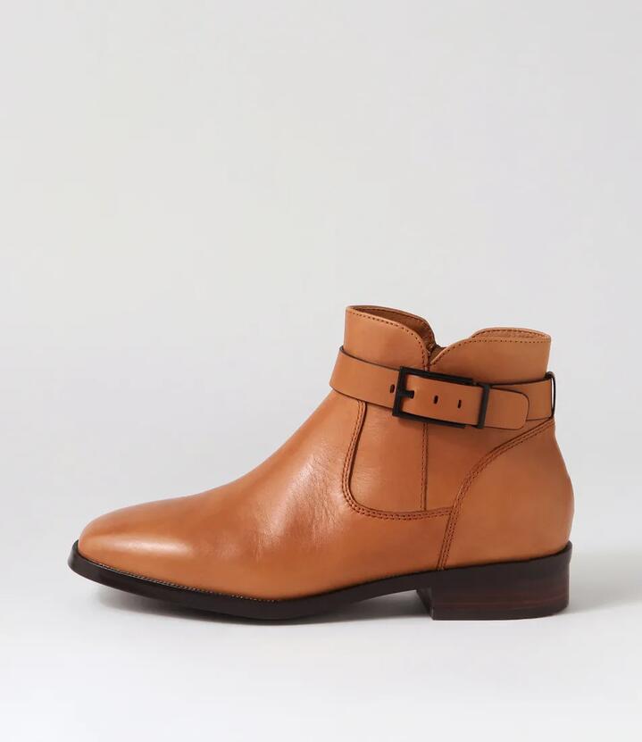 Talisa W Tan Leather Ankle Boots