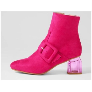 Talulah Hot Pink Microsuede Ankle Boots