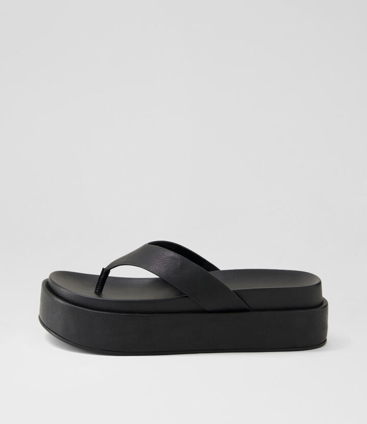 Tamarah Black Leather Thongs