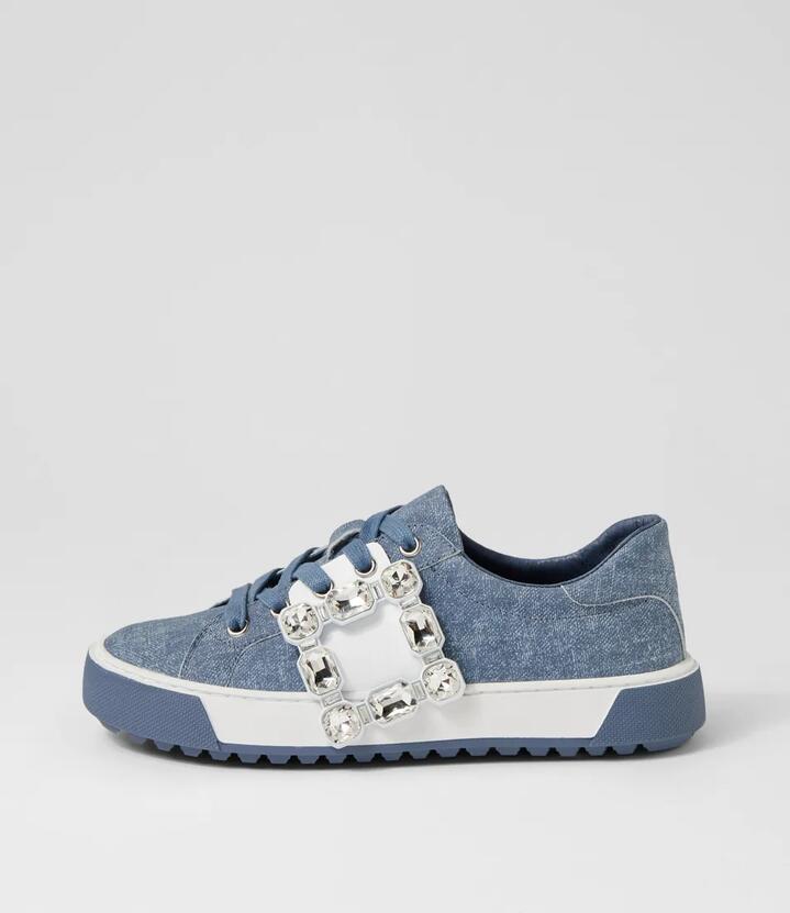 Tamir Dj Blue Denim White Leather Blue Denim White