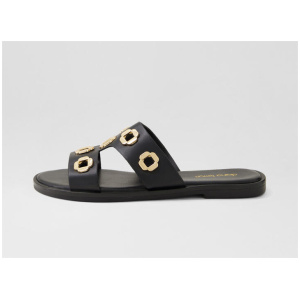 Tarala Black Leather Slides