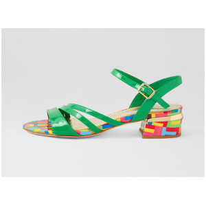 Till Emerald Pink Stripe Patent Leather Sandals