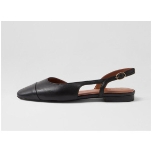Tillie Black Leather Flat Shoes