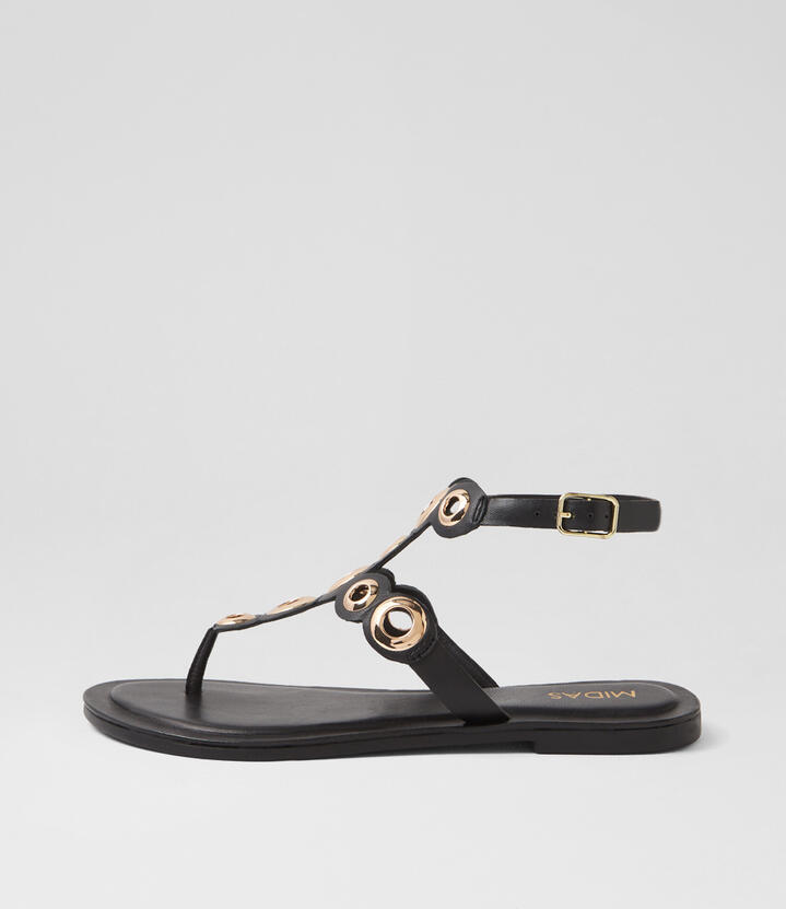 Tippi Black Leather Sandals
