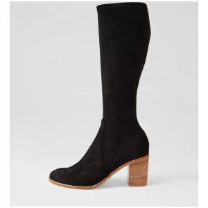 Tirry Black Natural Stretch Microsuede Knee High Boots