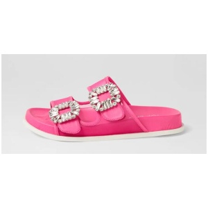 Toastey Hot Pink Leather Mesh Slides