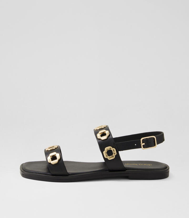 Todri Black Leather Sandals