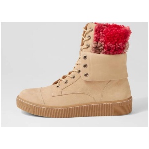 Tombi Almond Multi Nubuck Fabric Lace Up Boots