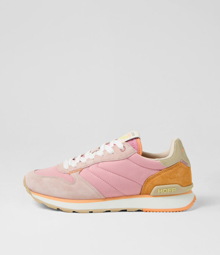Track And Field Thurii Pink Multi Fabric Leather Sneakers