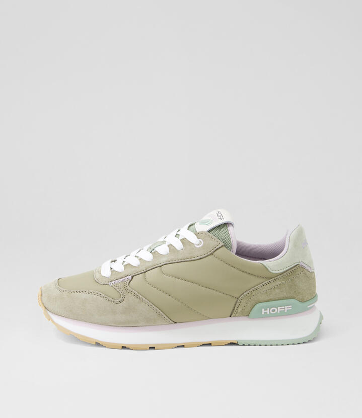 Track And Field Xanthos Khaki Leather Fabric Sneakers