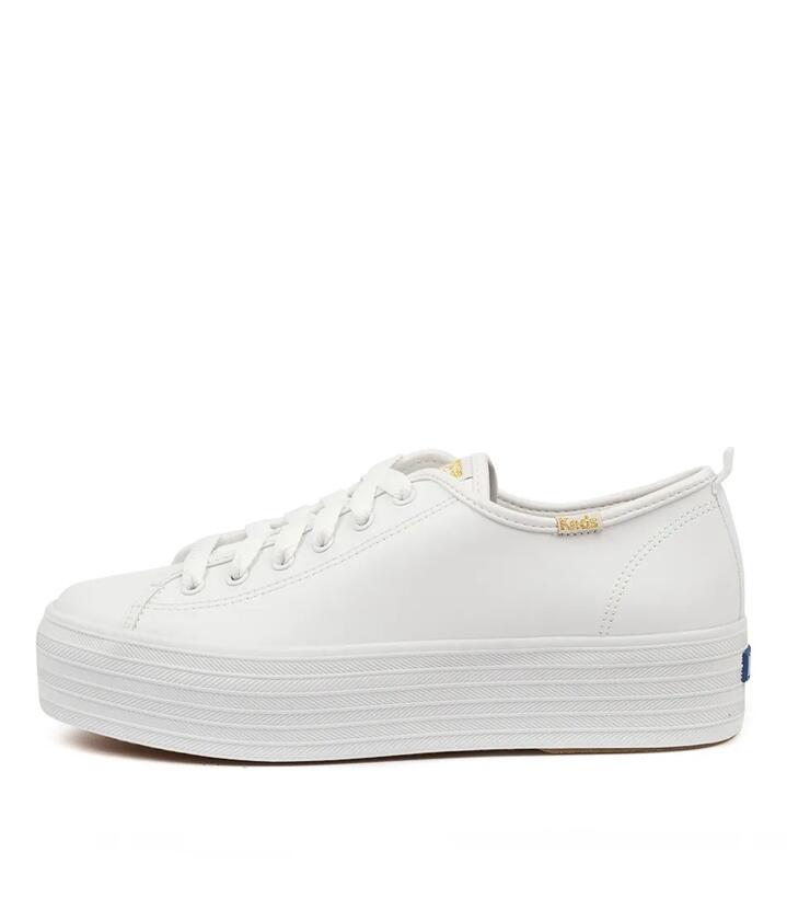 Triple Up White Leather