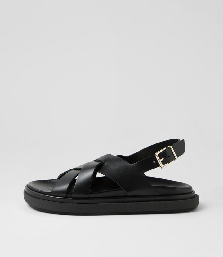 Trunca Black Leather Sandals