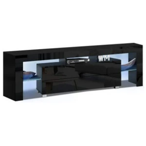 Tv Cabinet Entertainment Unit Stand Rgb Led Furniture 160 Cm Black