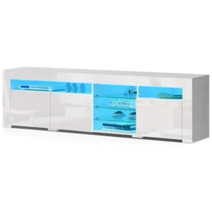 Tv Cabinet Entertainment Unit Stand Rgb Led Gloss 3 Doors 180 Cm