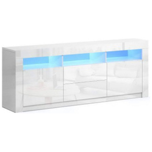 Tv Cabinet Entertainment Unit Stand Rgb Led Gloss Drawers 160 Cm White