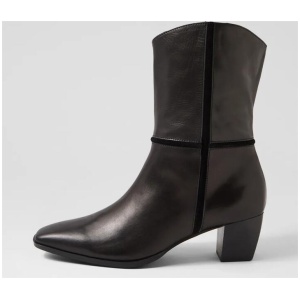 Ulla Black Leather Ankle Boots