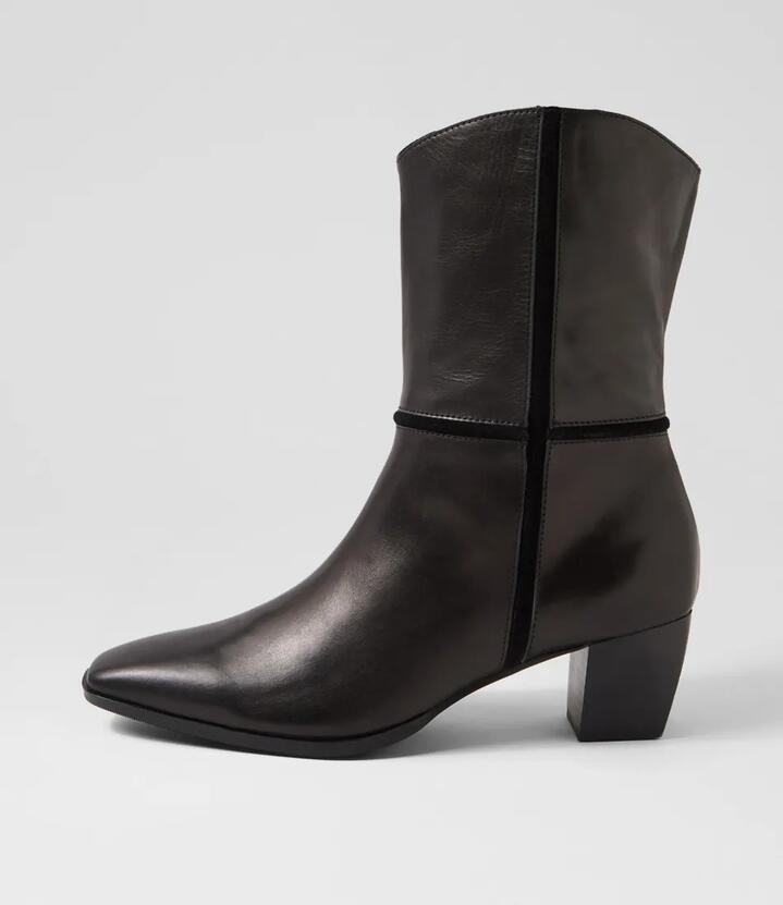 Ulla Black Leather Ankle Boots