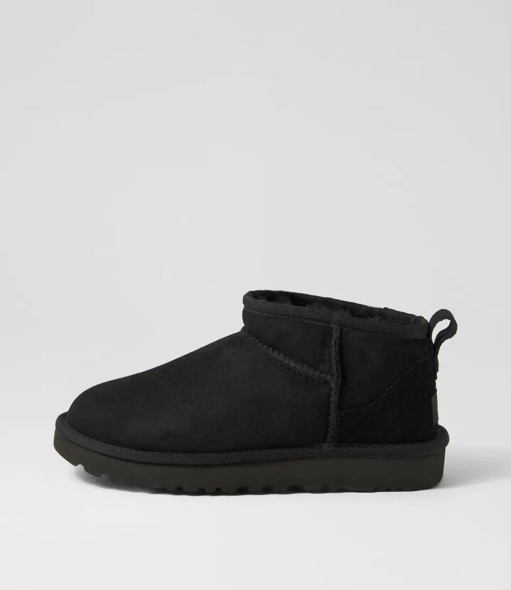 Ultra Mini Black Sheepskin Ankle Boots