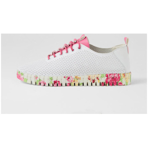 Ulupna White Fuchsia Rose Flat Shoes