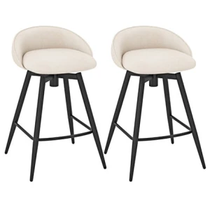 Upholstered Bar Stools Set Of 2 Counter Height Barstools With Footrest