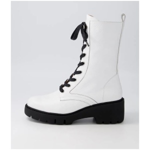 Ustern White Black Leather Calf Boots