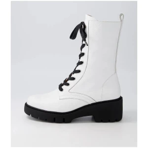 Ustern White Black Leather Calf Boots
