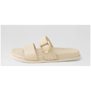 Valanse Cream Leather Slides
