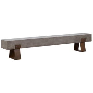 Vault 220cm Concrete Bench, Dark Grey & Rust Legs