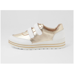 Vavid Xf White Pale Gold Leather Sneakers
