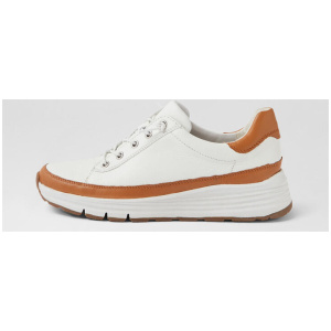 Vellie New Tan White Leather Sneakers